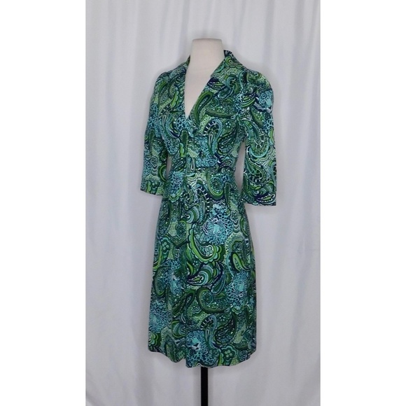 LILLY PULITZER Silk Jersey Knit Blayney Dress Faux Wrap Master Of The House 2 - Picture 5 of 12